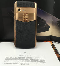 VERTU ASTER P BLACK 18K Gold Plated Calf Hide Dual Sim Card Phone