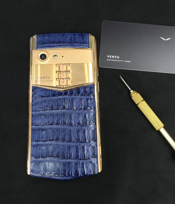 VERTU ASTER P BLUE Crocodile Dual Sim Card Luxurious Phone