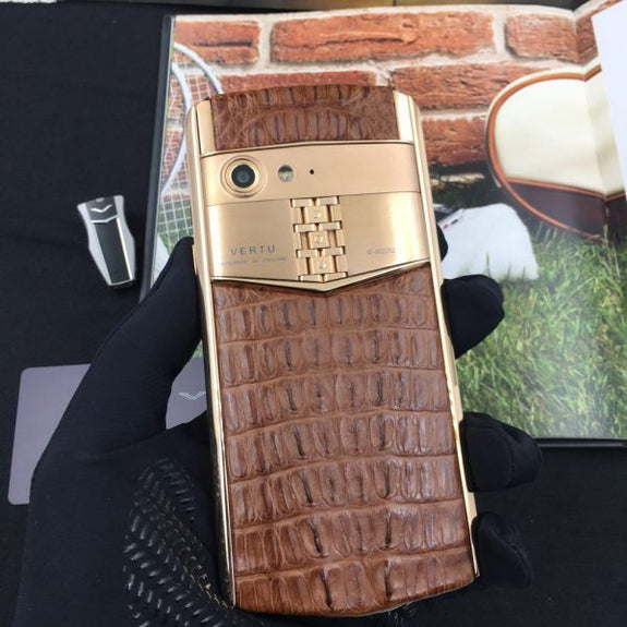 VERTU ASTER P Brown Crocodile Bone Dual Sim Card Mobile Phone