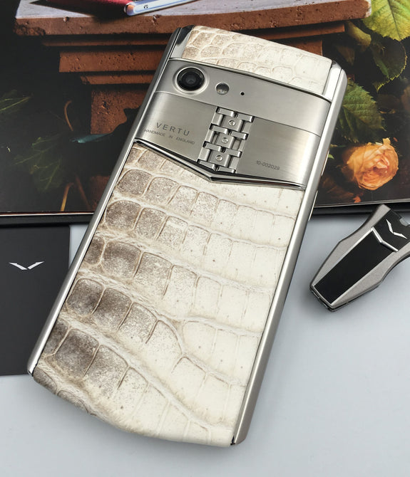 VERTU ASTER P SILVER HIMALAYA Crocodile Dual Sim Card Mobile Phone