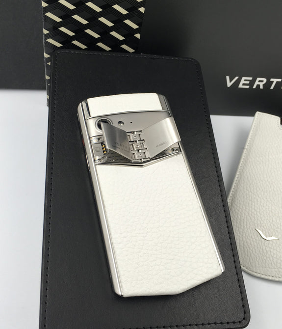 VERTU ASTER P WHITE Silver Calf Hide Dual Sim Card Phone