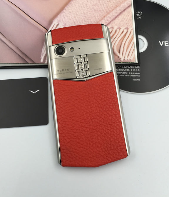 Vertu ASTER P RED Silver Calf Hide Dual Sim Card Mobile Phone