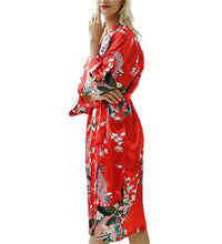 Lady Sexy Costumes Japanese Kimono Yukata Dress With Belt Satin Silk Cardigan Pajamas Sleepwear Woman Smooth Bathing Robe Gown